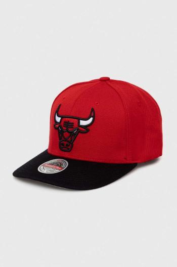 Čepice s vlněnou směsí Mitchell&Ness Chicago Bulls červená barva, s aplikací