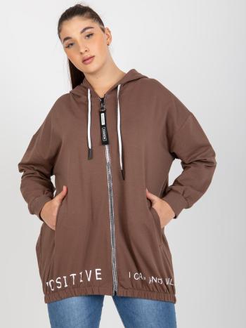 HNĚDÁ MIKINA NA ZIP RV-BL-8302.78-BROWN Velikost: ONE SIZE