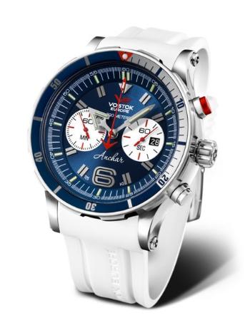 Vostok Europe Anchar Submarine Chrono Line 6S21-510A583 - Bílý silikonový řemínek