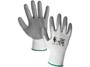 Povrstvené rukavice ABRAK, bílo-šedé, vel. 10