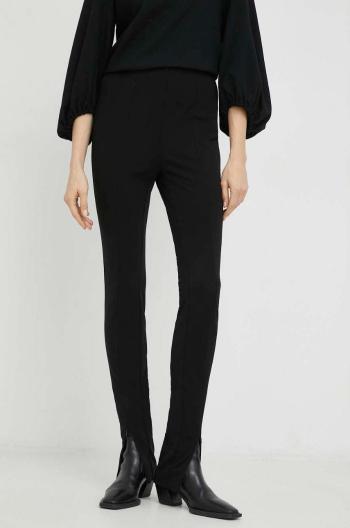 Kalhoty BOSS dámské, černá barva, přiléhavé, high waist