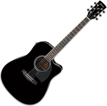 Ibanez PF15ECE-BK Black Elektroakustická kytara Dreadnought