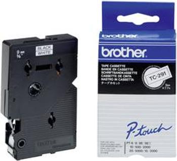 Páska do štítkovače Brother TC-291, 9 mm, TC, 7,7 m, černá/bílá