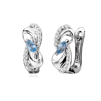 MOISS Luxusní stříbrné náušnice s modrými topazy EG000084
