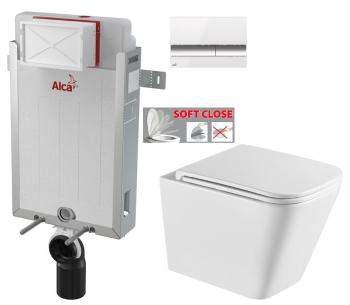 ALCADRAIN Renovmodul předstěnový instalační systém s bílým/ chrom tlačítkem M1720-1 + WC INVENA FLORINA WITH SOFT, včetně soft/close sedátka AM115/1000 M1720-1 FL1