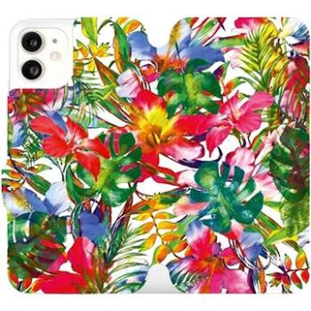 Flipové pouzdro na mobil Apple iPhone 11 - MG07S Pestrobarevné květy a listy (5903226976157)