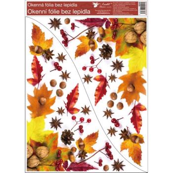 Anděl Okenní fólie rohová Listí s ořechy 30 x 42 cm