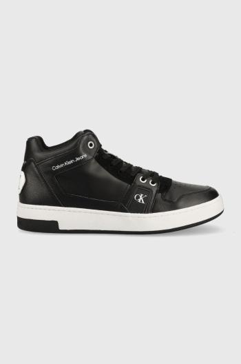 Kožené sneakers boty Calvin Klein Jeans Cupsole Laceup Basek Mid , černá barva