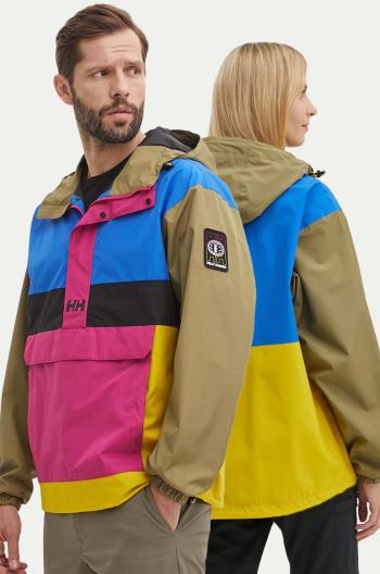 Nepromokavá bunda Helly Hansen zelená barva, přechodná, oversize