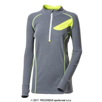 PROGRESS FALCONIA dámský sportovní pulovr se zipem L šedý melír/reflexní žlutá