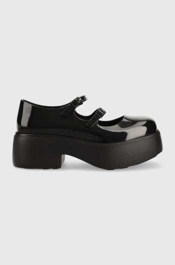 Polobotky Melissa Farah Ad dámské, černá barva, na plochém podpatku