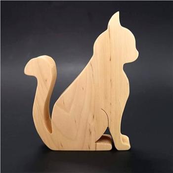 AMADEA Dřevěná dekorace kočka sedící, masivní dřevo, 15x12,5x2,5 (38853-00)