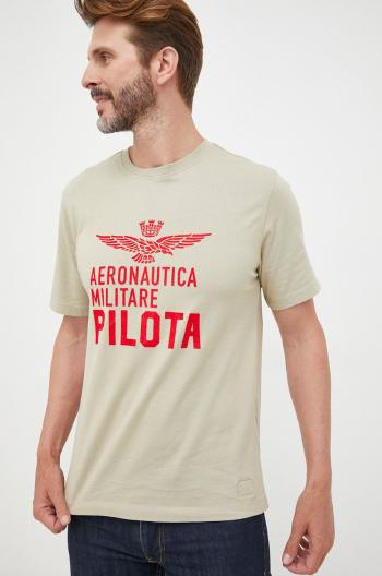 Bavlněné tričko Aeronautica Militare béžová barva, s potiskem