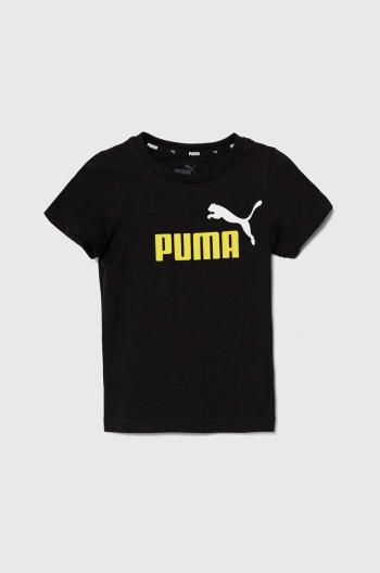 Dětské bavlněné tričko Puma černá barva, s potiskem