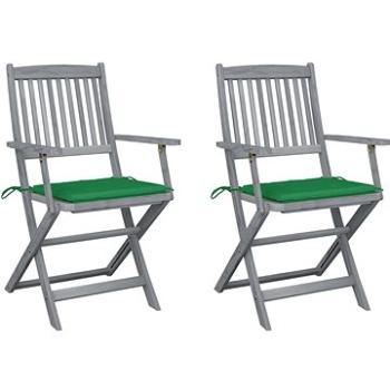 Skládací zahradní židle s poduškami 2 ks masivní akáciové dřevo, 3064487 (3064487)