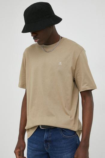 Bavlněné tričko Marc O'Polo hnědá barva, s potiskem