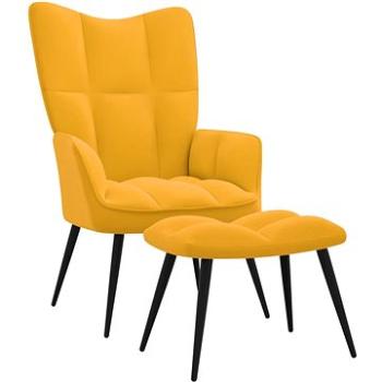 Relaxační křeslo se stoličkou hořčicově žluté samet, 328091 (328091)