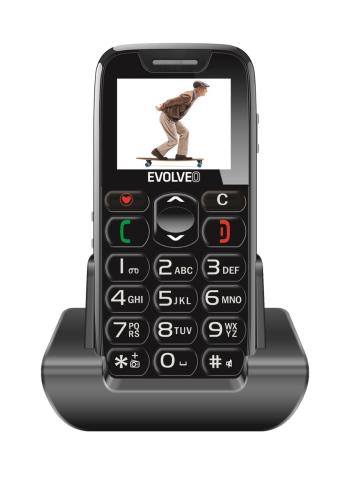 EVOLVEO EasyPhone, mobilní telefon pro seniory s nabíjecím stojánkem (černá barva)