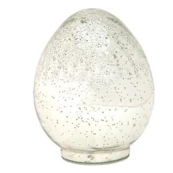 Stříbrné dekorativní vejce s popraskanou strukturou - 10*10*14 cm 6GL3529M