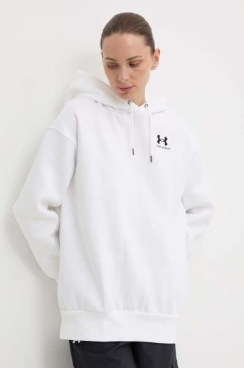 Mikina Under Armour dámská, bílá barva, s kapucí, hladká