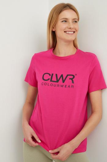 Bavlněné tričko Colourwear růžová barva