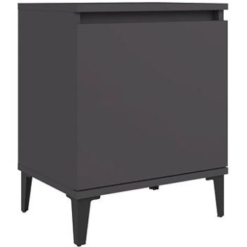 Noční stolek s kovovými nohami šedý 40 × 30 × 50 cm (805837)