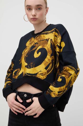 Bavlněná mikina Versace Jeans Couture dámská, černá barva, vzorovaná, 76HAI3P2 FS153