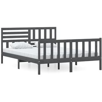 Rám postele šedý masivní dřevo 150 × 200 cm King Size, 3101160 (3101160)