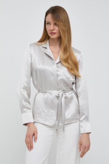 Košile Max Mara Leisure dámská, šedá barva, regular, s klasickým límcem, 2416111048600