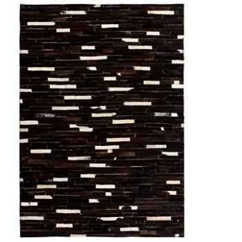 Koberec patchwork pravá kůže 80x150 cm pruhy černobílý (132613)