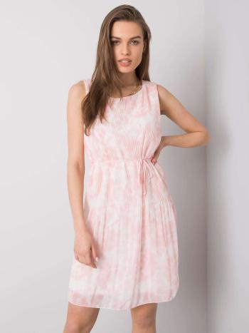 Světle růžovo-bílé dámské plisované šaty D50039Y30185B-pink Velikost: M