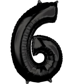 Amscan Fóliový balónek narozeninové číslo 6 černý 66cm