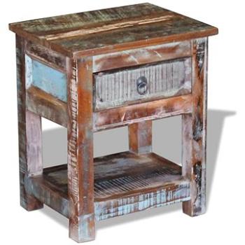 Odkládací stolek zásuvka masivní recyklované dřevo 43x33x51 cm (243456)