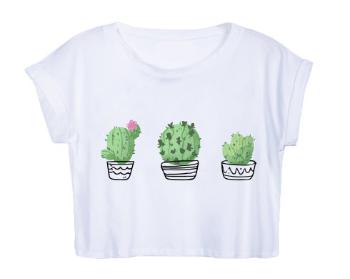 Dámské tričko Organic Crop Top Kaktusy