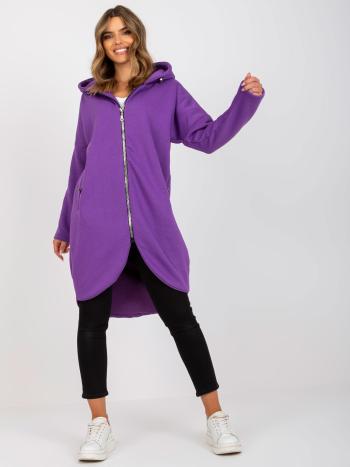 TMAVĚ FIALOVÁ DLOUHÁ MIKINA NA ZIP RV-BL-4858-1.99P-PURPLE Velikost: S/M