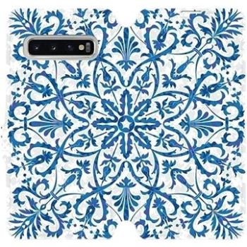 Flipové pouzdro na mobil Samsung Galaxy S10 - ME01P Modré květinové vzorce (5903226811311)