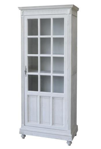 Bílá antik dřevěná skříň / vitrína s policemi Old Francé - 66*37*173 cm 40038201 (40382-01)