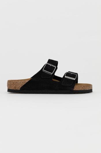 Kožené pantofle Birkenstock Arizona pánské, černá barva