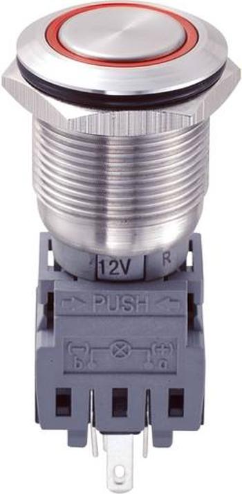 Tlačítko antivandal TRU COMPONENTS LAS1-BGQ-11E/R/12V, 250 V/AC, 5 A, nerezová ocel, 1 ks