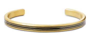 Rebel&Rose Pevný otevřený náramek z oceli Bangle Brushed Gold Lines RR-MB011-G 17,5 cm - M