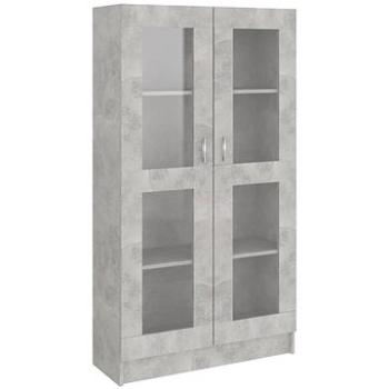 Shumee prosklená skříň betonová šedá 82,5×30,5×150 cm dřevotříska, 802763 (802763)