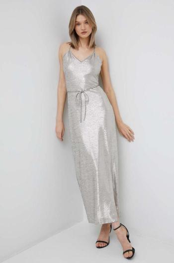 Šaty Calvin Klein stříbrná barva, maxi