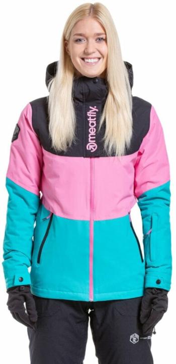 Meatfly Kirsten Womens SNB and Ski Jacket Hot Pink/Turquoise L Lyžařská bunda