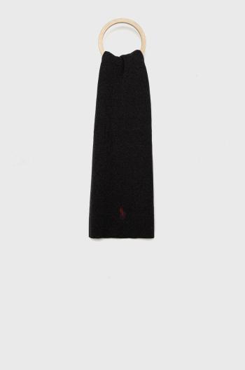Bavlněný šátek Polo Ralph Lauren šedá barva, hladký