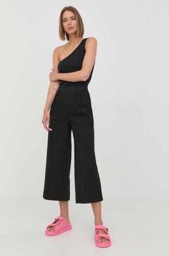 Bavlněné kalhoty Karl Lagerfeld dámské, černá barva, střih culottes, high waist