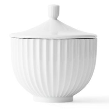 Porcelánová dóza BONBONNIÈRE Lyngby 14 cm porcelánově bílá