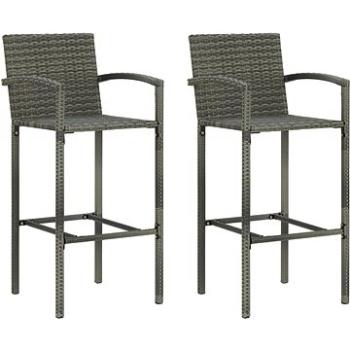 Barové stoličky 2 ks šedé polyratan, 313453 (313453)