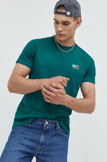 Bavlněné tričko Tommy Jeans zelená barva, s potiskem