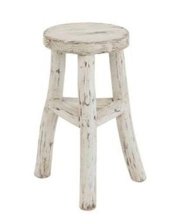 Dřevěná bílá kulatá stolička Ibiza - Ø 26*50cm 1168