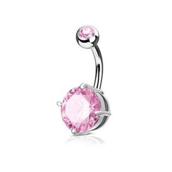 Šperky4U Piercing do pupíku, růžový kámen 10 mm - WP01029-P